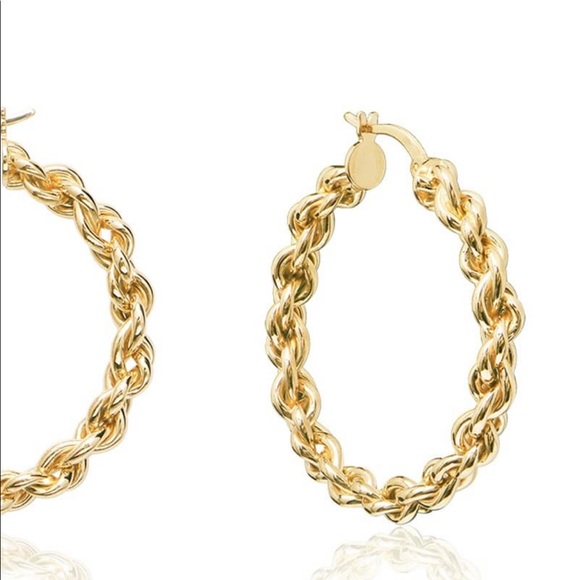 Gabi Reilly 14K Yellow Gold Braided Hoops NWT - Picture 2 of 10